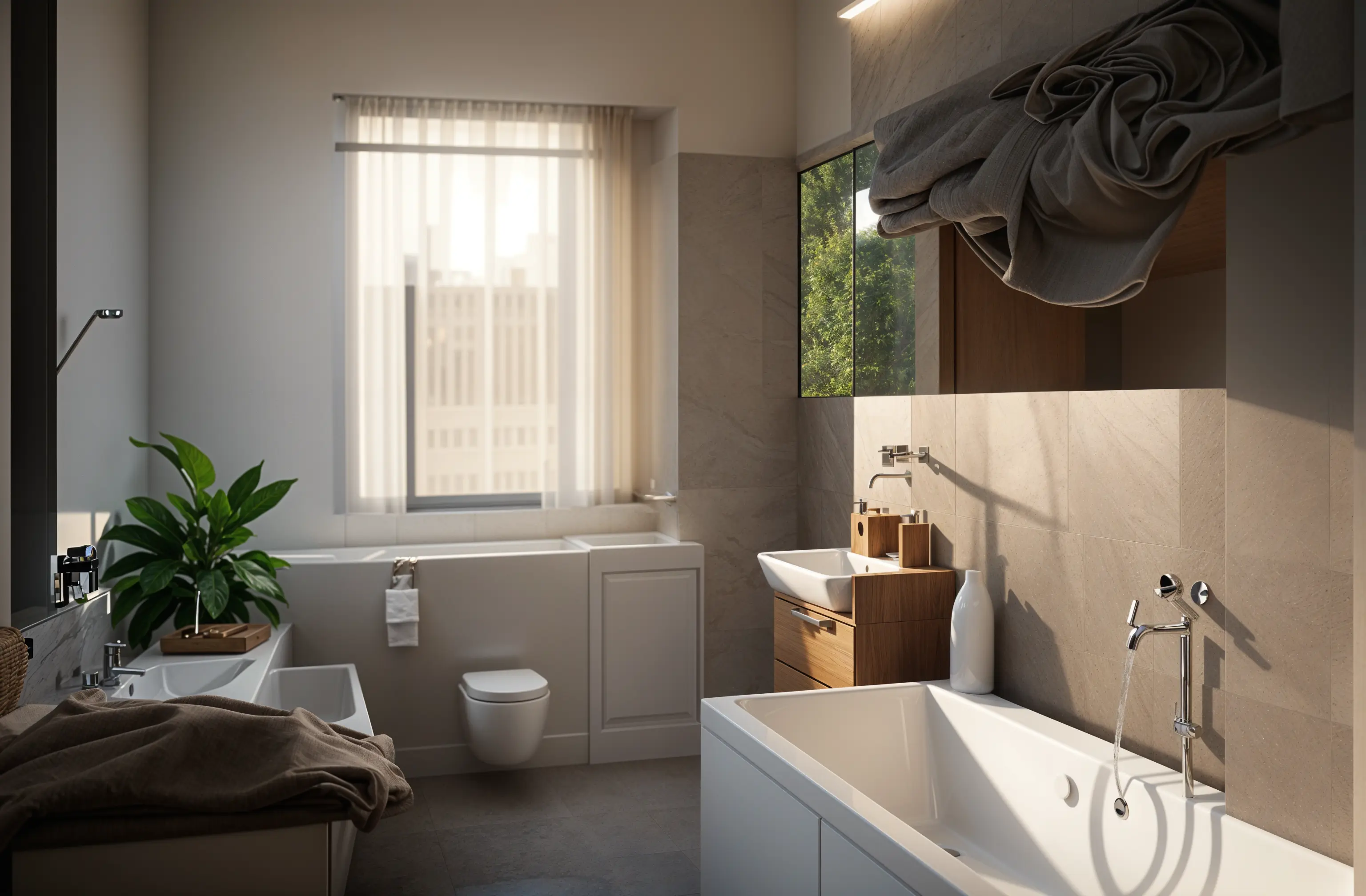 The same bathroom redesigned in a modern style