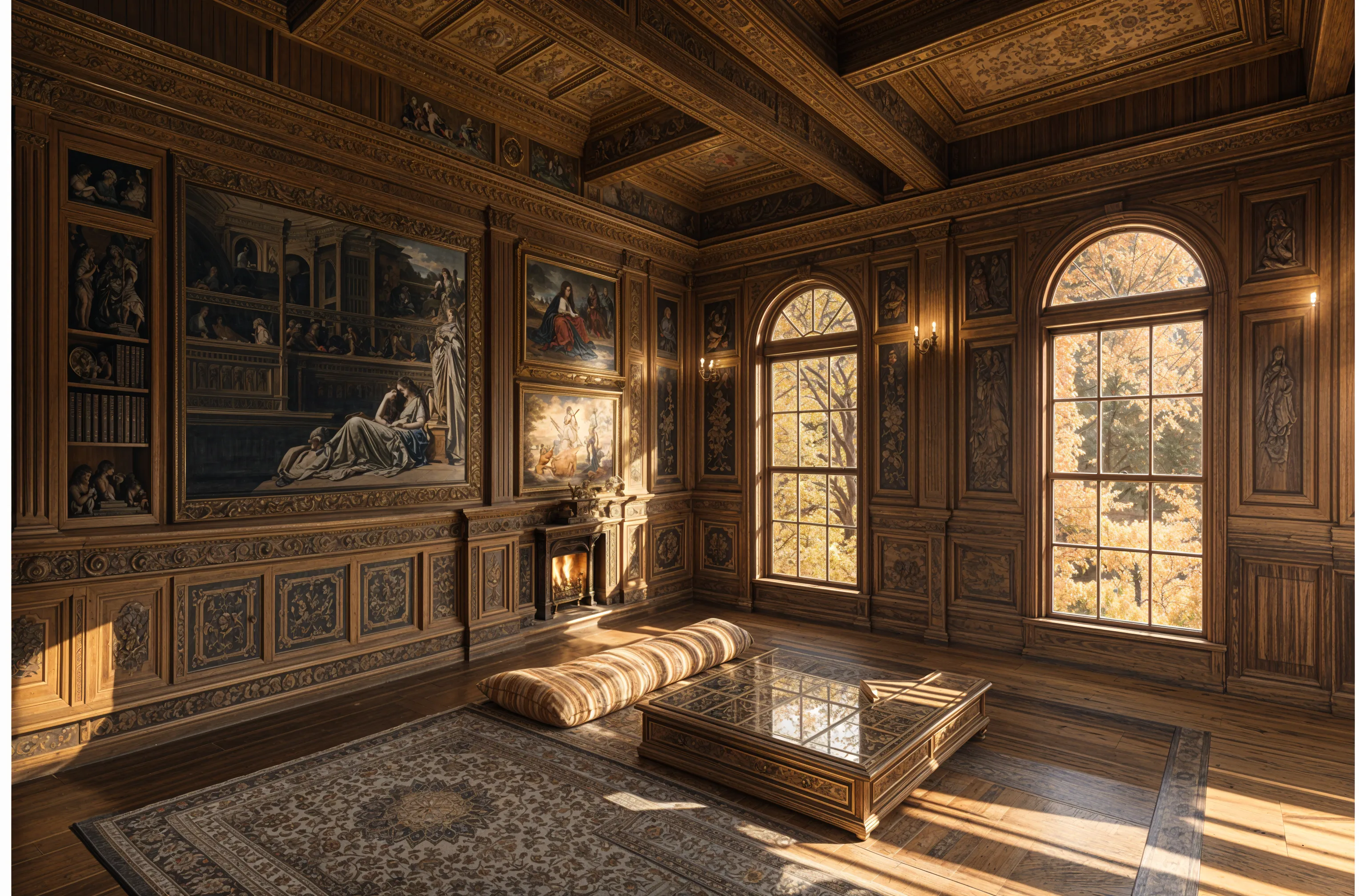The same living room redesigned in a rustic style