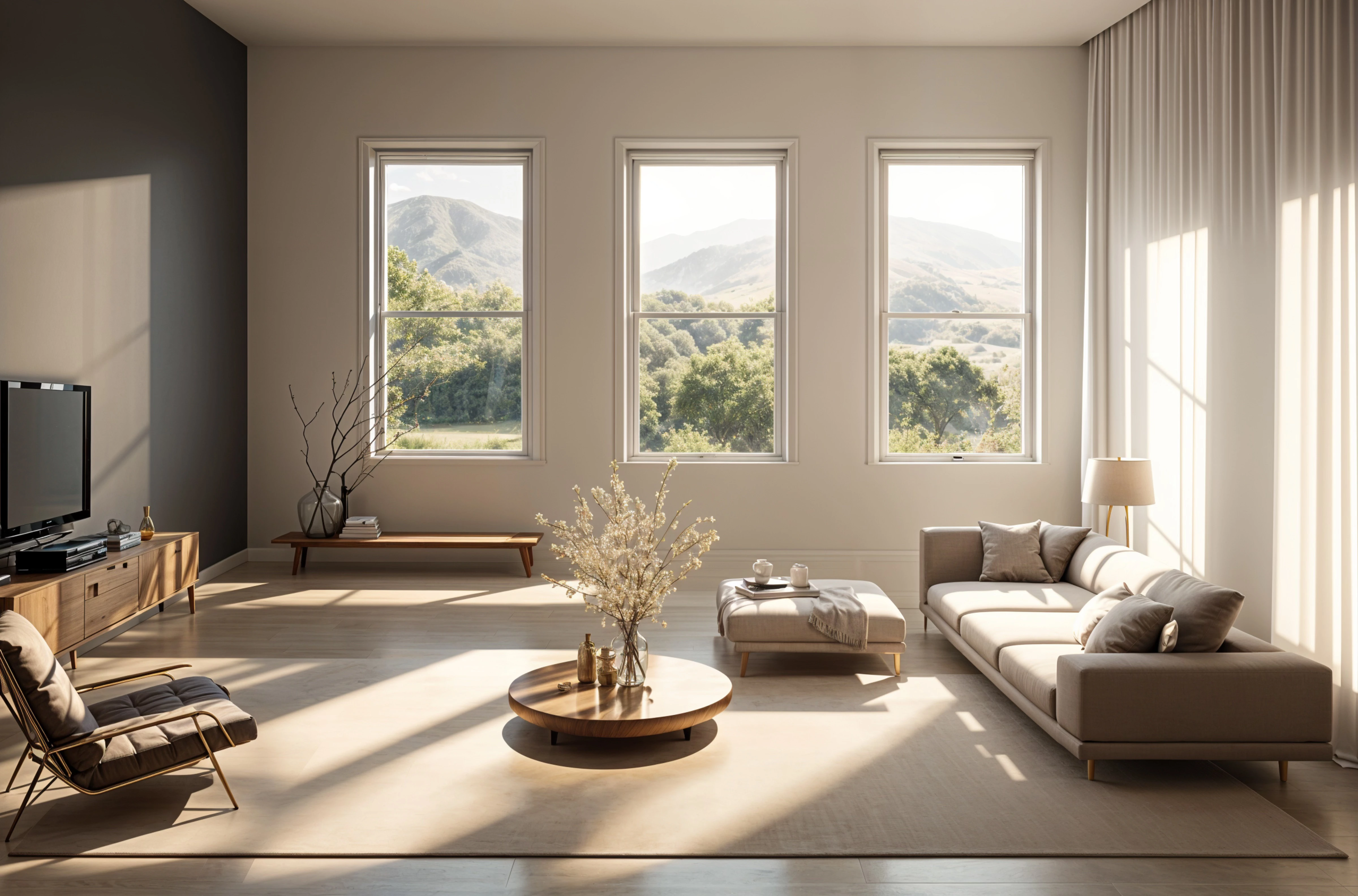 The same living room after a remodel